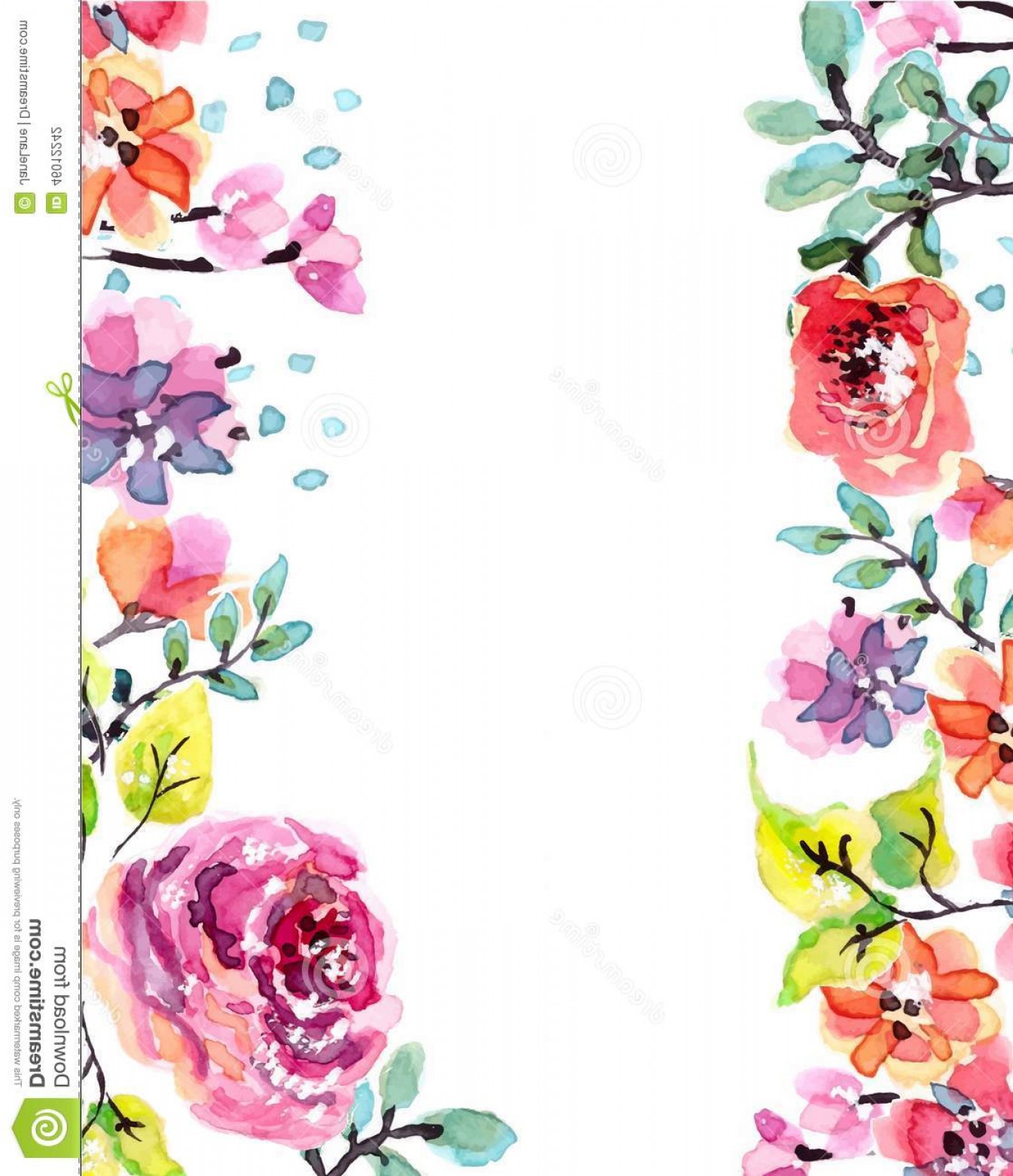 1345x1560 Stock Illustration Watercolor Floral Frame Beautiful Natural - Watercolor Flower Frame