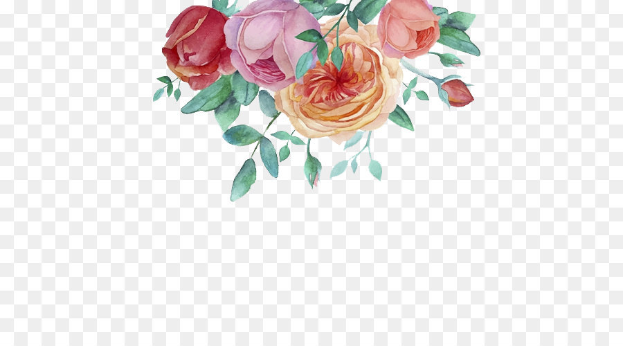 900x500 Watercolor Painting Flower Garden Roses - Watercolor Flower Frame