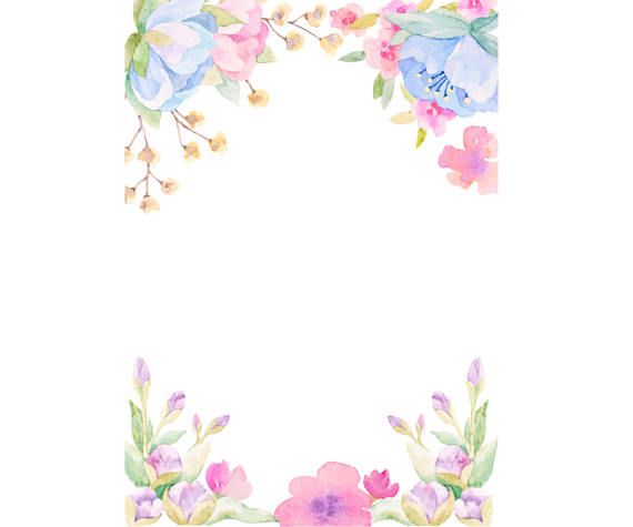 570x475 Watercolour Flower Frame Background Clip Art Graphic Design 4 - Watercolor Flower Frame