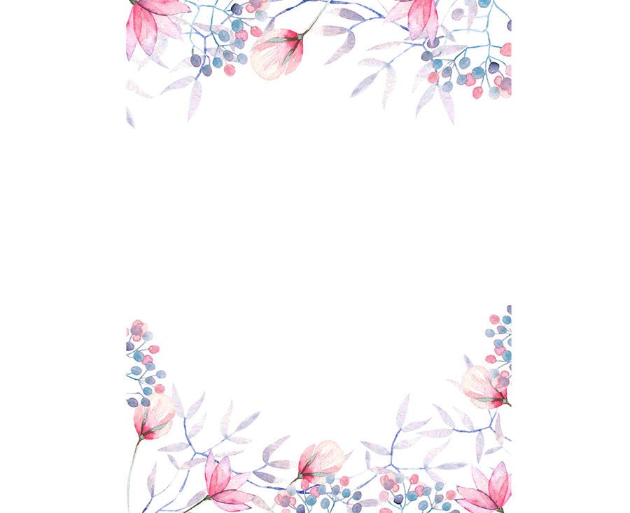 900x732 Watercolour Flower Frame Background Clip Art Graphic Design - Watercolor Flower Frame