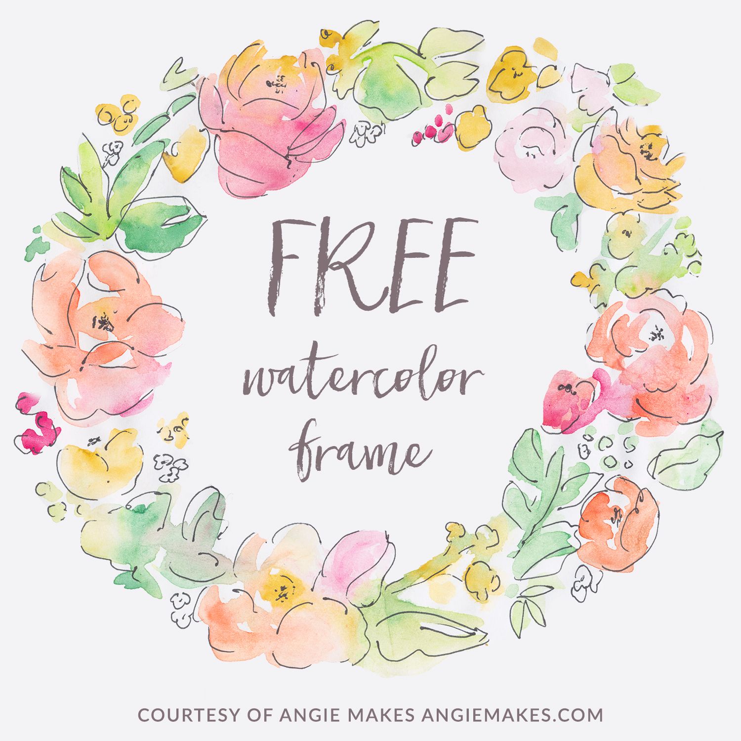 1500x1500 Free Watercolor Flower Frame Graphic Freebies - Watercolor Flower Frame