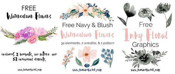 600x256 Free Summer Watercolor Flower Graphics Dawn Nicole - Watercolor Flower Free Download