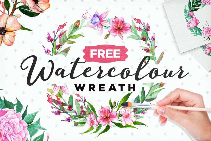 900x600 Free Watercolor Floral Wreath Free Design Resources - Watercolor Flower Free Download