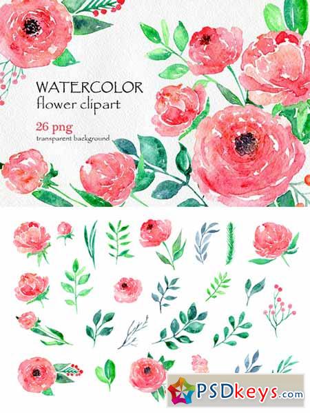 450x599 Watercolor Flower Peony, 26 In Set 557047 Free Download - Watercolor Flower Free Download