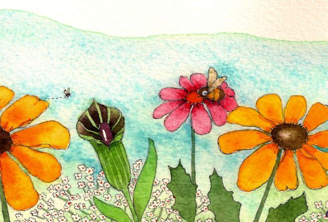 640x433 How To Paint Garden Watercolor Paintings - Watercolor Flower Garden