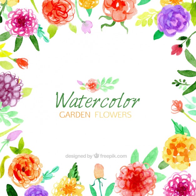 626x626 Watercolor Garden Flowers Background Stock Images - Watercolor Flower Garden
