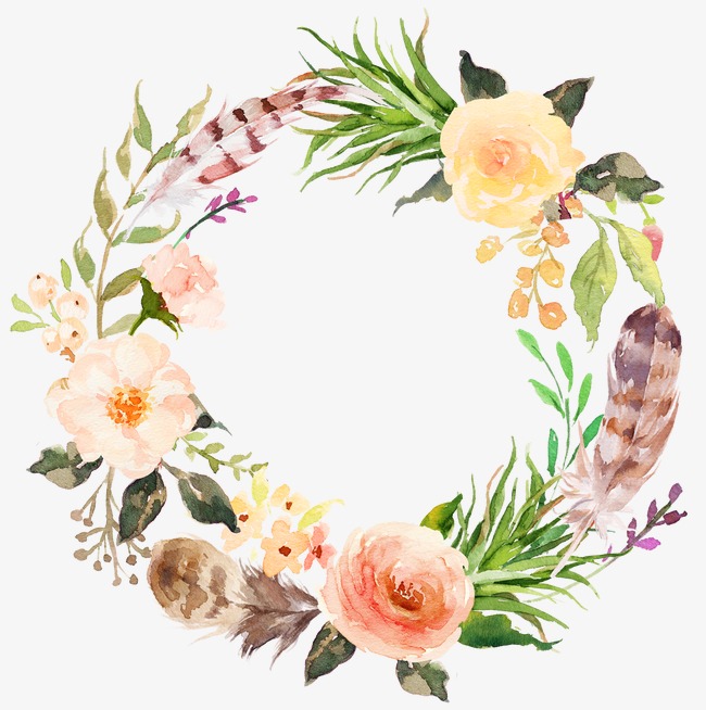 650x654 Watercolor Aesthetic Style Floral Wreath, Watercolor Clipart - Watercolor Flower Garland