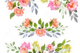 343x228 Watercolor Flower Stock Photos - Watercolor Flower Garland
