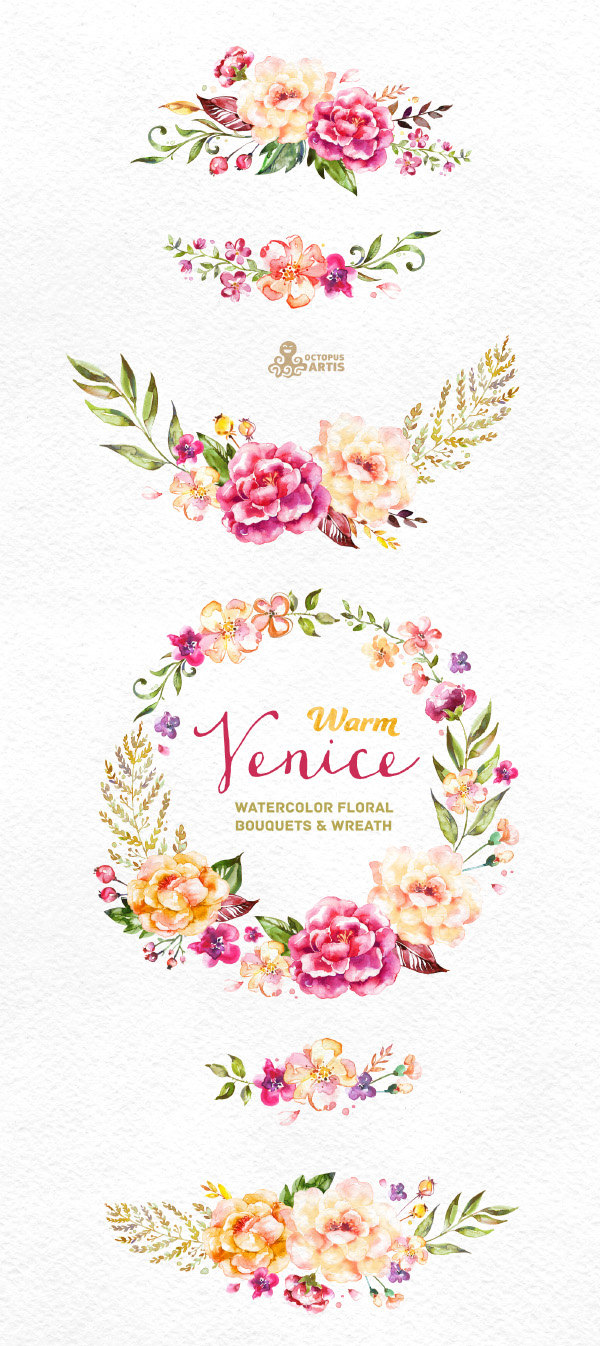 600x1346 Watercolor Clipart Flower Garland - Watercolor Flower Garland