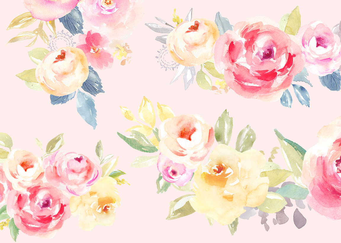 1152x822 Watercolor Flower Clip Art - Watercolor Flower Images