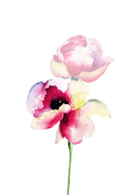 536x750 Watercolor Flower One Poster - Watercolor Flower Images