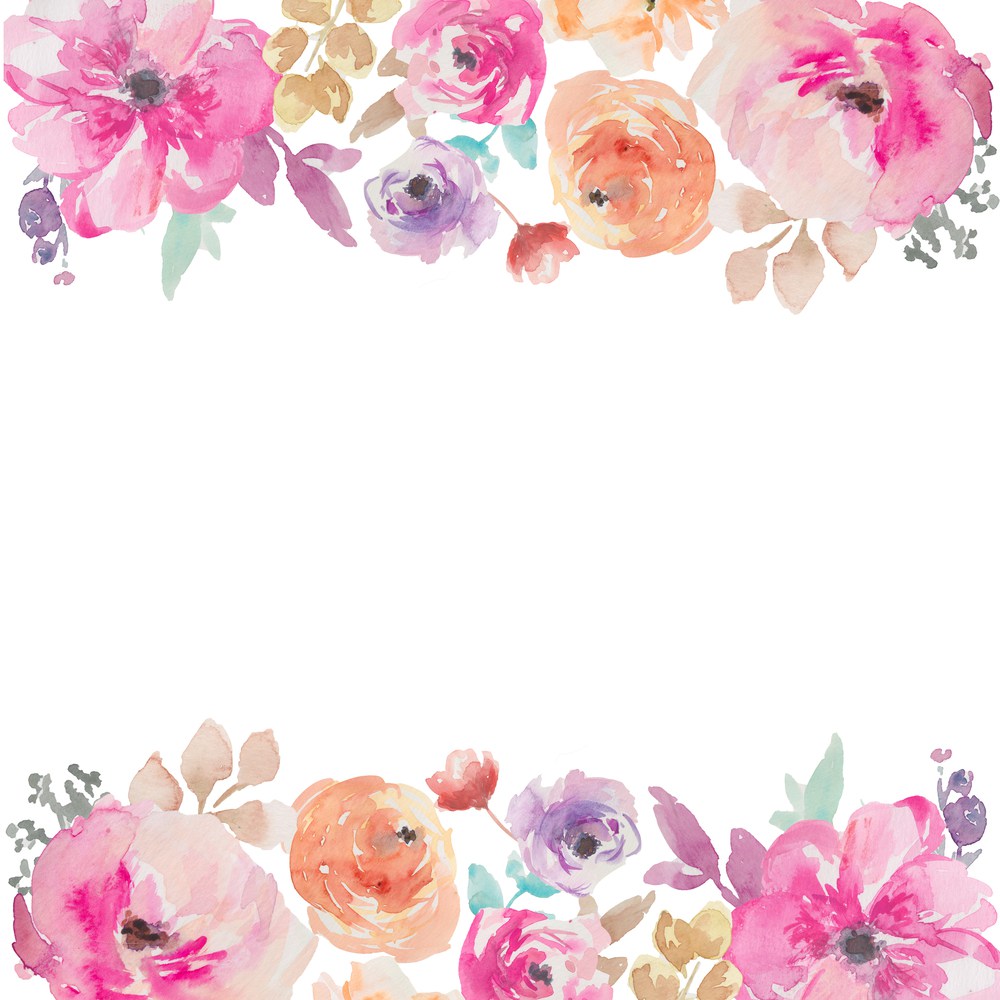1000x1000 Watercolor Flowers Border Png Free Free Pik Psd - Watercolor Flower Images