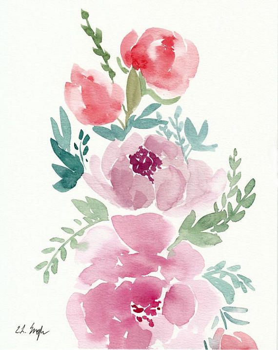 570x717 Floral Wall Art, Watercolor Flowers, Original Watercolor Painting - Watercolor Flower Images