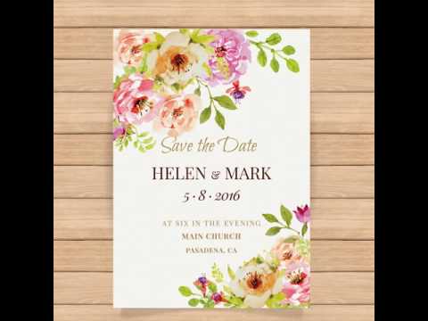 480x360 Cute Wedding Invitation With Watercolor Flowers Free Vector In - Watercolor Flower Invitation
