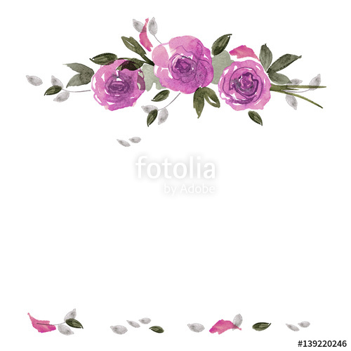 500x500 Floral Background With Hand Painted Watercolor Flowers. Invitation - Watercolor Flower Invitation