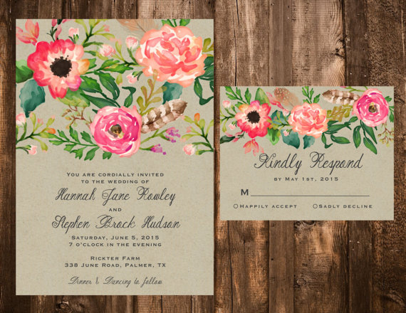 570x440 Invitation - Watercolor Flower Invitation