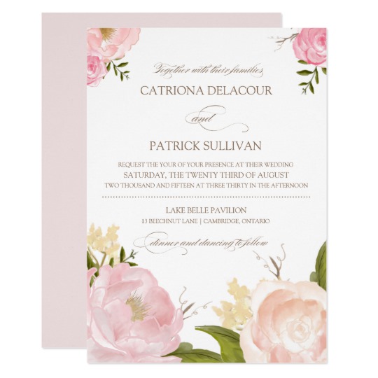 540x540 Romantic Watercolor Flowers Wedding Invitation - Watercolor Flower Invitation