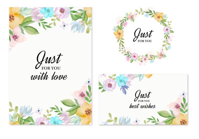 700x490 Vector Invitation Cards With Watercolor Flowers - Watercolor Flower Invitation