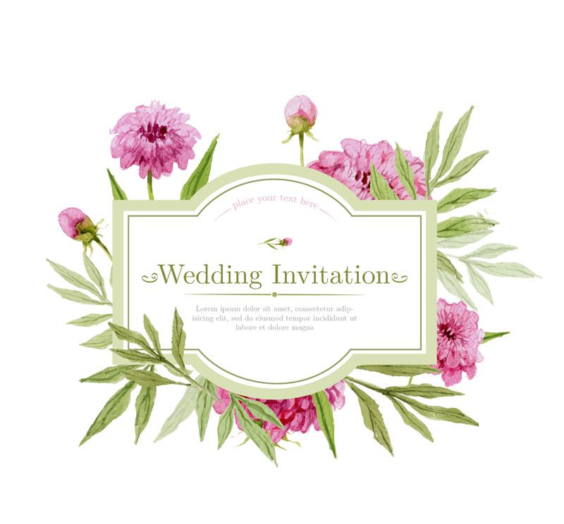 800x744 Watercolor Flower Wedding Invitation Card Vector [Ai] - Watercolor Flower Invitation