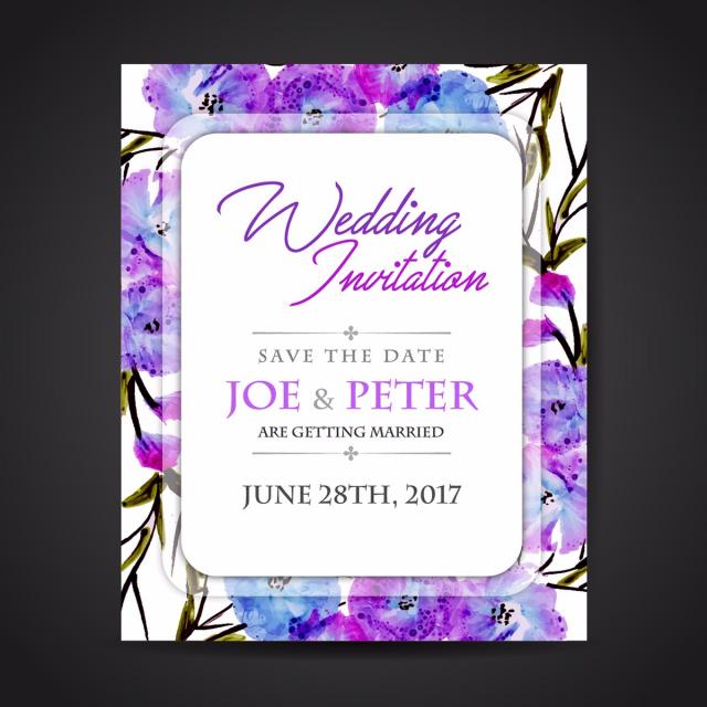 640x640 Watercolor Floral Hand Painted Wedding Invitation Template For - Watercolor Flower Invitation
