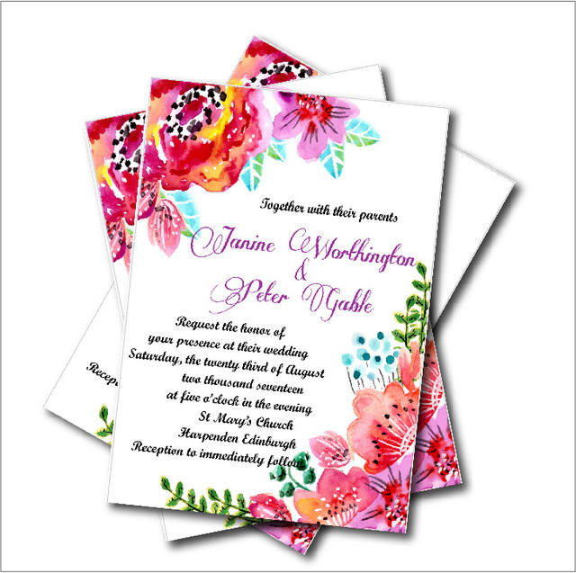 640x637 20pcslot Watercolor Flower Bridal Shower Wedding Invitation - Watercolor Flower Invitation