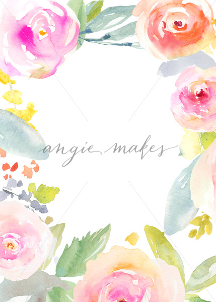 429x600 Adorable, Blank Painted Flower Invitation. Create Your Own Floral - Watercolor Flower Invitation