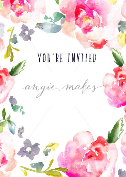 429x600 Blank Watercolor Flower Diy Invitation - Watercolor Flower Invitation