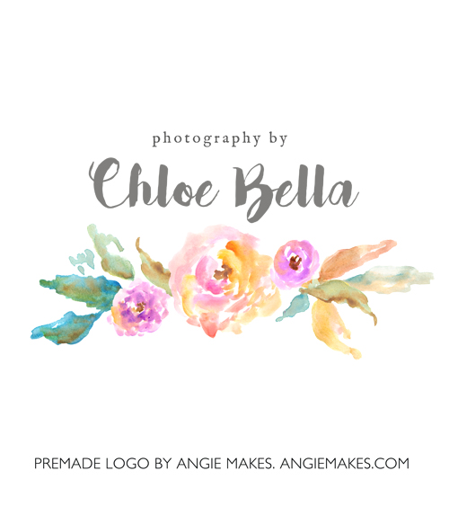 500x573 Modern Watercolor Flower Logo - Watercolor Flower Logo