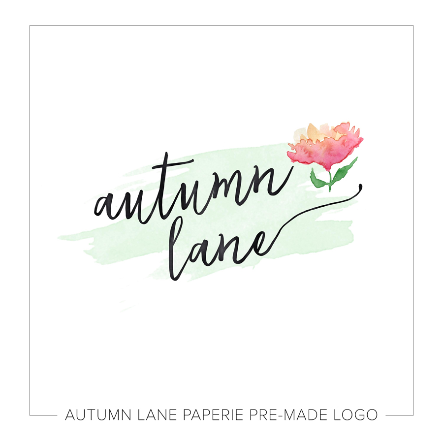 900x900 Pink Watercolor Flower On Green Logo - Watercolor Flower Logo