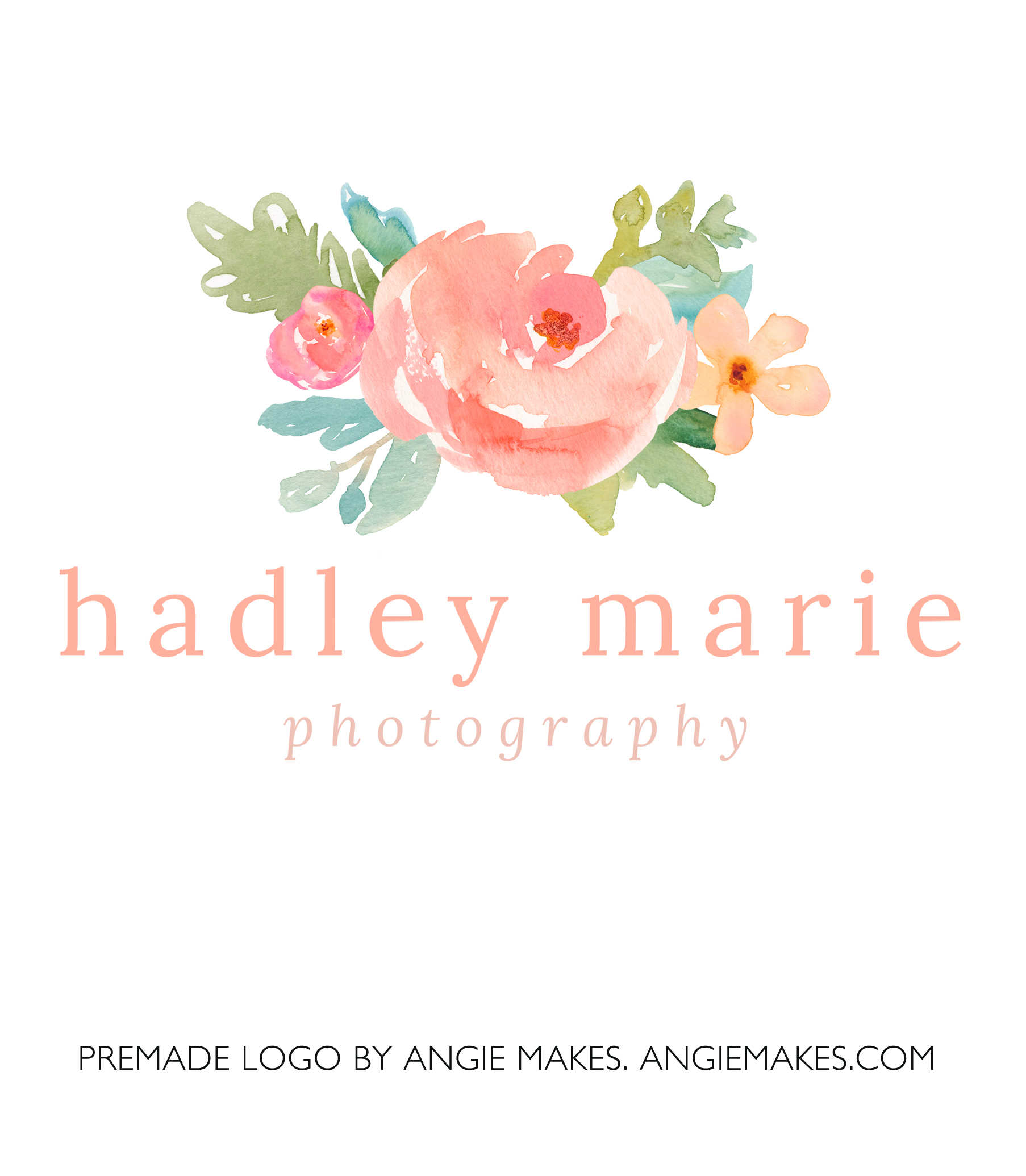 1806x2070 Premade Watercolor Flower Logo - Watercolor Flower Logo