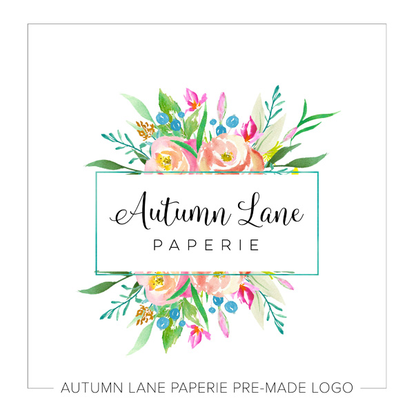 600x600 Watercolor Rectangle Amp Flowers Logo - Watercolor Flower Logo