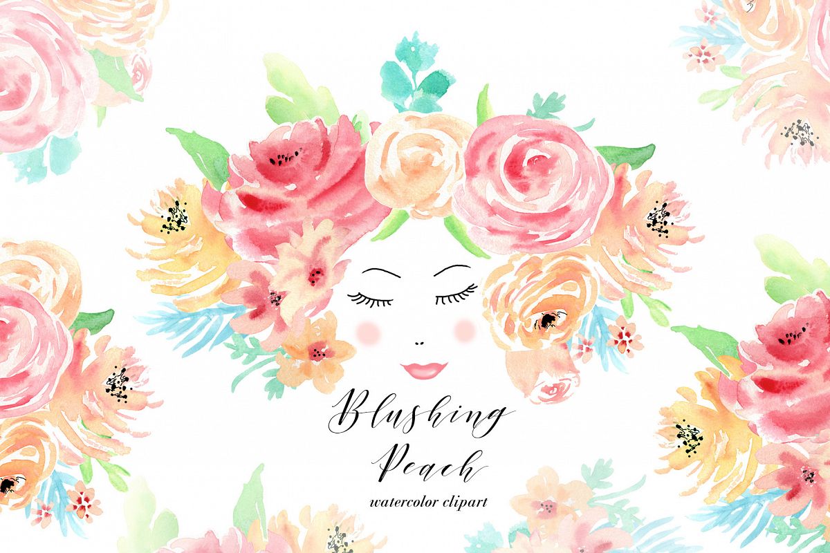 1200x800 Watercolor Flowers Clip Art. For Wedding Invitations, Scrapbook - Watercolor Flower Logo