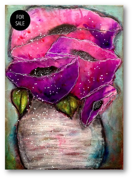 438x587 Ken Oliver Color Burst Watercolor Flowers Mixed Media Art Tutorials - Watercolor Flower Paintings For Sale