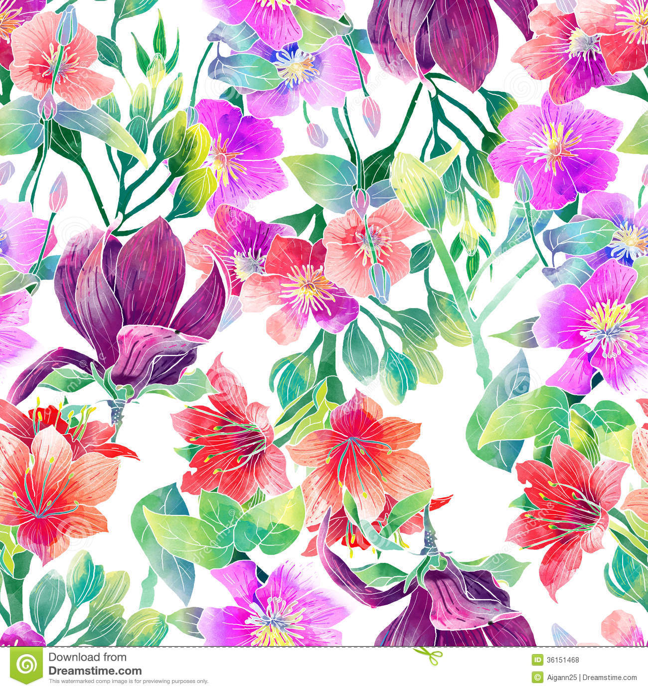 1300x1386 Free Pictures Of Exotic Flowers - Watercolor Flower Pattern