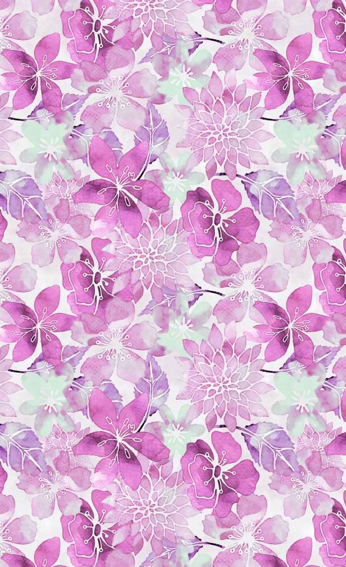 700x1147 Soft Pink Pastel Watercolor Flower Pattern Window Curtains By - Watercolor Flower Pattern