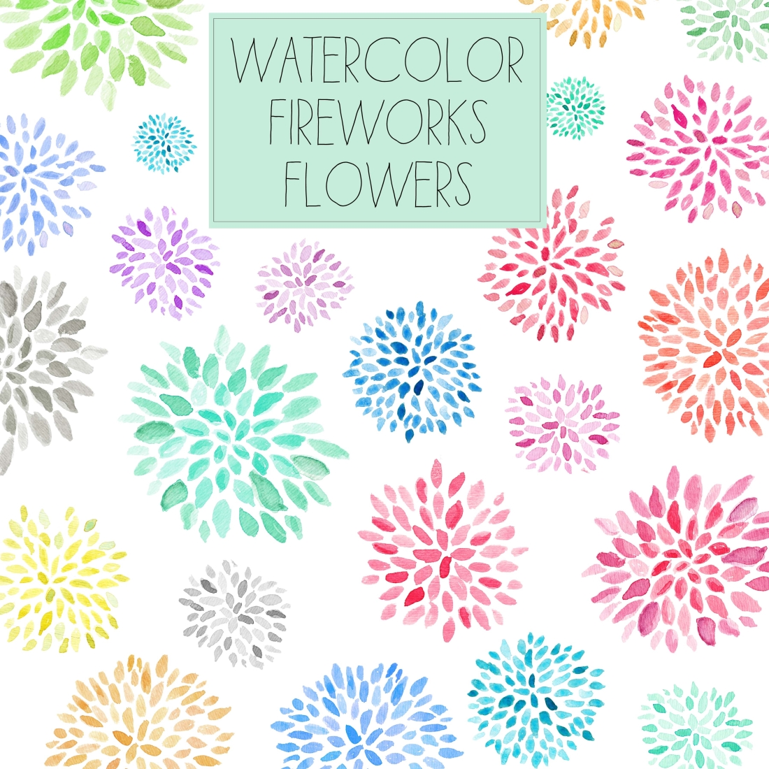 1100x1100 Watercolor Flower Clip Art - Watercolor Flower Pattern