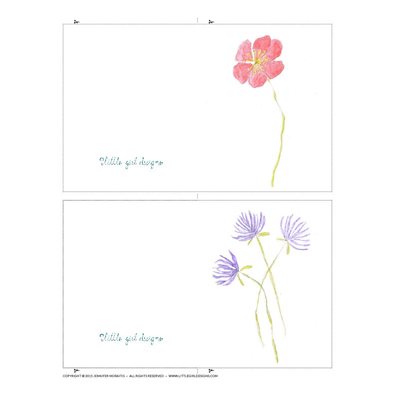 792x792 Watercolor Flower Mini Cards Printable - Watercolor Flower Printables