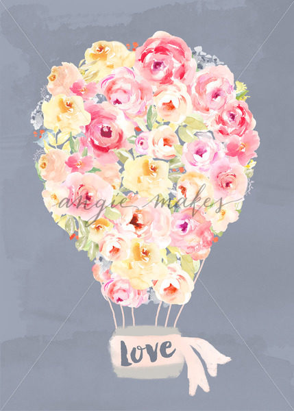 429x600 Adorable Hot Air Balloon Art With Flowers. Perfect For A Kids Room - Watercolor Flower Printables