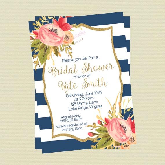 570x570 Bridal Shower Invitation - Watercolor Flower Printables