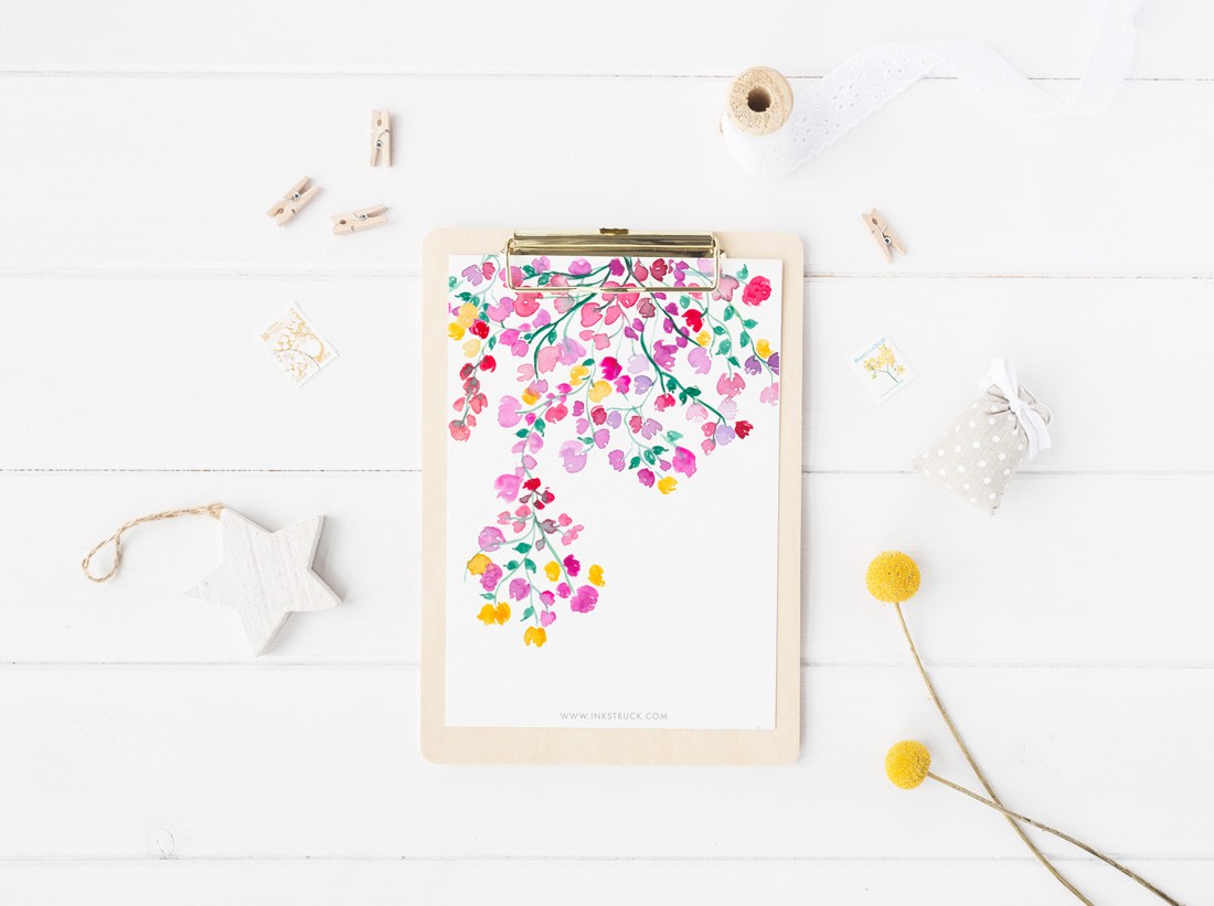 1100x821 Free Watercolor Floral Printables Inkstruck Studio - Watercolor Flower Printables