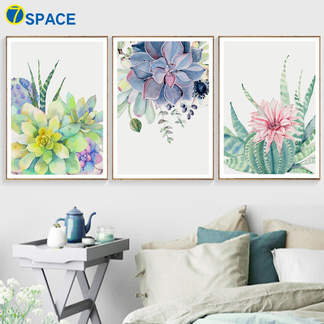 640x640 Watercolor Flower Cactus Wall Art Canvas Painting Nordic Posters - Watercolor Flower Prints