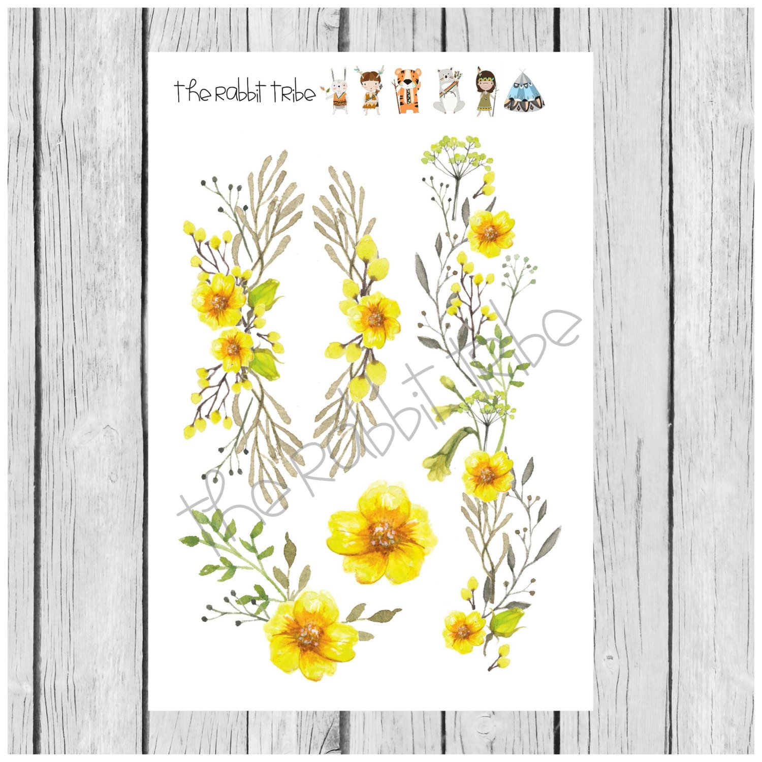 1500x1500 Mini Sticker Sheet Watercolor Flower Stickers Planner Etsy - Watercolor Flower Stickers