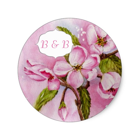 540x540 Pink Apple Blossoms Watercolor Flower Stickers - Watercolor Flower Stickers