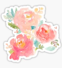 210x230 Pastel Watercolor Flower Bouquet Floral Stickers Redbubble - Watercolor Flower Stickers