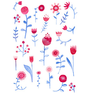 300x300 Silhouette Design Store - Watercolor Flower Stickers