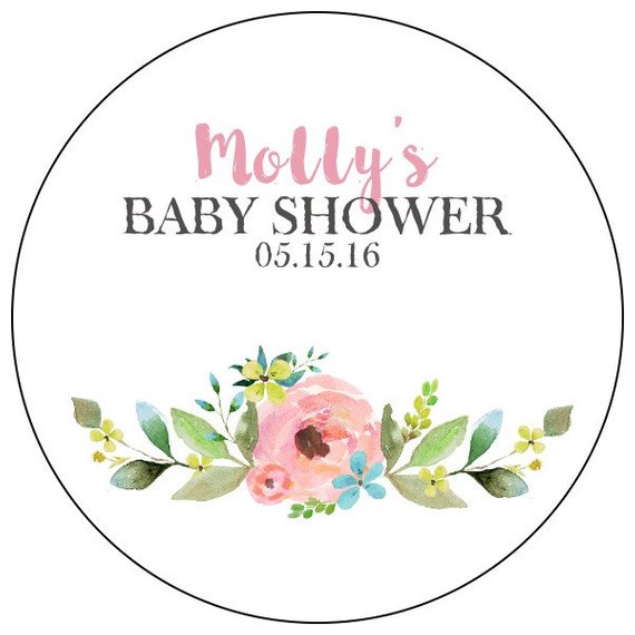 570x570 Floral Baby Shower Stickers Watercolor Flower Baby Shower Etsy - Watercolor Flower Stickers