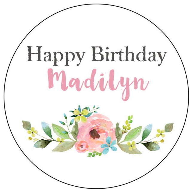 642x642 Floral Birthday Stickers Watercolor Flower Happy Birthday Etsy - Watercolor Flower Stickers