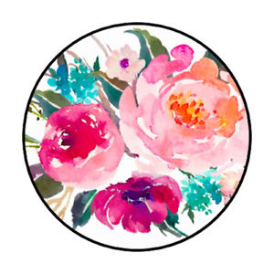 300x300 Flower Stickers Floral Watercolor Pretty Modern Labels Envelope - Watercolor Flower Stickers