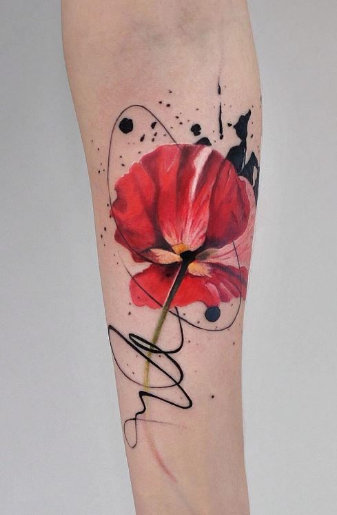 489x746 Watercolor Flower Tattoo Flower Tattoos - Watercolor Flower Tattoo
