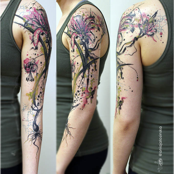 680x680 Watercolor Flower Tattoo Down Shoulder Best Tattoo Ideas Gallery - Watercolor Flower Tattoo